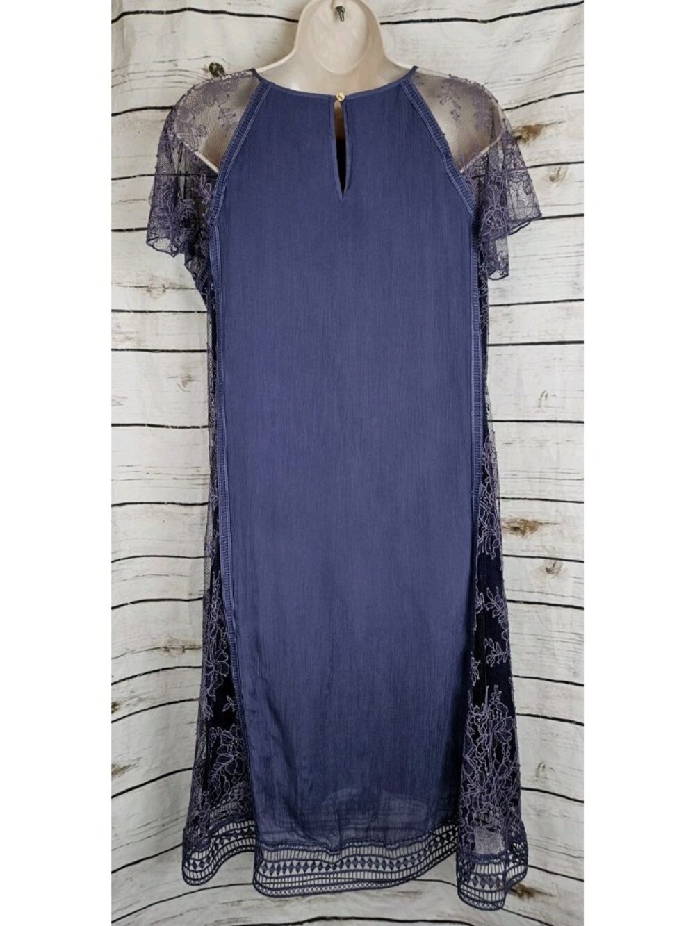 Sundance Purple Embroidered Lace Midi Dress M Sheer Chiffon Womens - Picture 5 of 7